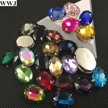 Sve dimenzije su sve boje šivati na staklene kristale ovalnog oblika neobične kamen sa metalnim pandža instalacija 6x8mm~20x30mm šivanje nakit, perle
