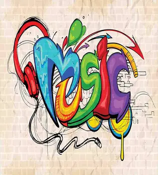 Glazbeni set пододеяльников za prema dolje deke Ilustracija natpisi u stilu grafita slušalice hip hop tema u bež ukrasne cigle krevet od 3 komada