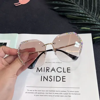 2020 moda prevelike sunčane naočale rimless žene poznat luksuzni brand dizajn seksi dijamant kvadratnog sunčane naočale za žene uv400