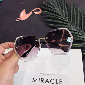 2020 moda prevelike sunčane naočale rimless žene poznat luksuzni brand dizajn seksi dijamant kvadratnog sunčane naočale za žene uv400