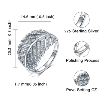 Vruće prodaju 925 sterling srebra sjajni proljetni listovi stabla bijela kubni Cirkon prst prsten za žene moda Diy nakit