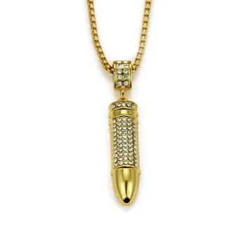 Cijeli gorski kristal обледенел metak privjesci ogrlica zlatna boja trend zli duhovi darove za vojnika druge hip-hop nakit