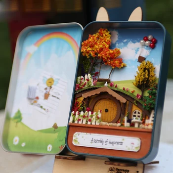 Slatko kutija mali DIY kuća Lutaka minijaturni namještaj lutkine DIY Minijaturna kuća samostalna kutija kazalište igračke za djecu naljepnice