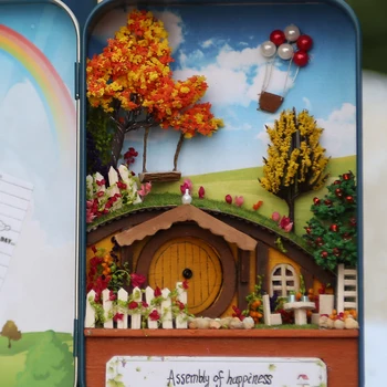 Slatko kutija mali DIY kuća Lutaka minijaturni namještaj lutkine DIY Minijaturna kuća samostalna kutija kazalište igračke za djecu naljepnice