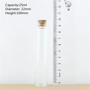 50cs/Lot 25ml 22*100 mm skladištenje mini-staklene boce s čepom DIY obrt banke maleni prozirne staklene boce svadbeni poklon
