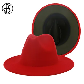FS 60cm šešir army zelena crvena лоскутный vune фетр фетровая šešir s crvenim obrubom široke zimske Muškarci Žene dugo polje Panama трилби Jazz kapu