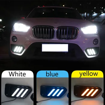 2 komada LED DRL dnevna svjetla i Dnevna svjetla za BMW X1 F48 F49 2016 2017 2018 2019 sa žutim поворотником i plavom ночником