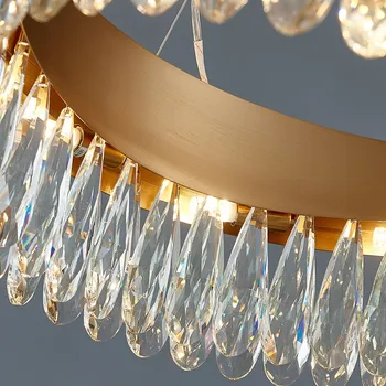 Moderna Kristalnim Lusterima Za Dnevni Boravak Mat Zlatna Chandliers Visi Svjetiljka Led Veliki Cristal Svjetla