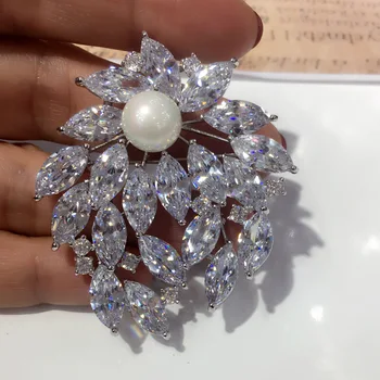 Luksuzni Mikro Umetnut Cirkon Broš Korejski High-End Crystal Broš Pin Odijelo Za Vjenčanje Vjenčanje Dekoracije Party Prerušiti Se