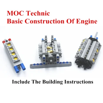 MOC Technic Parts Education Race Vertical 4 cylinders Horizontal contraposition 6 cilindara i V-8 cilindara kompatibilan s lego