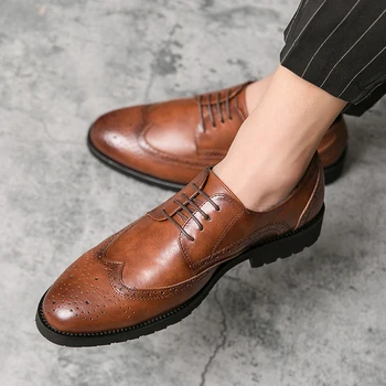 AGUTZM Brogue formalni obuća muška kožna модельная cipele luksuzni brand moda elegantan poslovni klasicni Oxford čipka-up plus veličine 38-47 E1