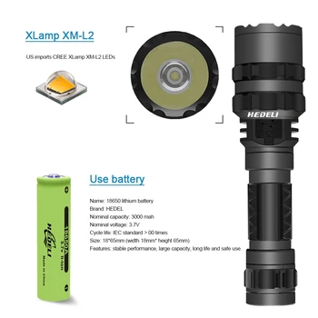 Lov led tactical flashlight usb punjiva led svjetiljka snažna bljeskalica cree xm l2 vodootporan 18650 baterija ručne svjetiljke