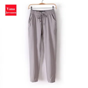 Vana Javeasen Drawstring olovka hlače žene vanjski ured dame hlače džepni dizajn Pantalon Femme hlače Ženske hlače