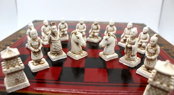Kvalitetan kolekcionarstvo stare kineske Terakota ratnici šahovski set najbolji poklon za lidera prijatelja obitelji 26,5*26,5 cm*6 cm