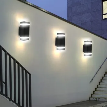 Moderni Up Down Wall Light aluminij kaljeno staklo LED zidna svjetiljka unutarnji vanjski Home dvorište dnevni boravak spavaća soba ukras