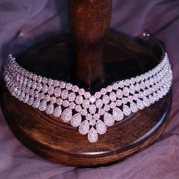 C007 Luksuzni Crystal Vjenčanje Crown Vještački Dijamant Kruna Svadbene College Dvostruke Namjene Vjenčanje Pribor Za Žene