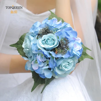 TOPQUEEN Svadbeni buket za vjenčanje cvijeće za vjenčani buket umjetnih boja plava buket svadbeni buket cvijeća F16