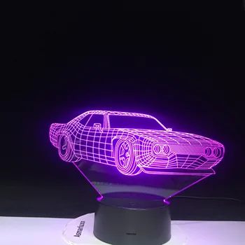 3D LED Car Shape Night Lights Colors Changing Visual Vehicle Luminaria lampe za spavanje rasvjeta Home Decor Dropship Gift1461