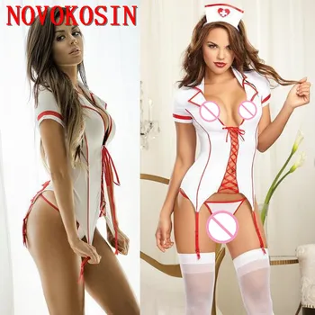 YQ123 2019 New Seksi sestra ljubimce Costumes White Hot Halloween Costume Cosplay Uniform Role-Playing Hot Sexy Lace Up Front Fancy Dress