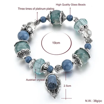 CHICVIE Blue Color Leaves narukvice od nehrđajućeg čelika i narukvice privjesci za žene izrada nakita perle Crystal narukvica SBR170043