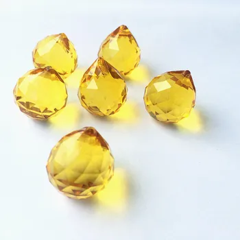 Top (besplatno prsten ) 10 kom./lot zlatni 20 mm staklo cut-okrugle loptice visi luster privjesak blještavo Suncatcher kristalne prizme