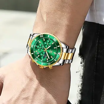OLEVS mens Sport zeleni luksuzni top brand moda vodootporan quartz stainless steel Rolexable ručni sat Reloj Hombre