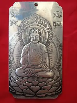 Kineski hr lai fo zu Tibet srebro poluga thanka amulet ploča 135 g