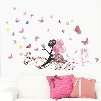 DIY dječja soba zidni ukras leptir cvijet Spavaća soba Dnevni boravak naljepnica zid dječje djevojka soba Dekor naljepnica plakat freska