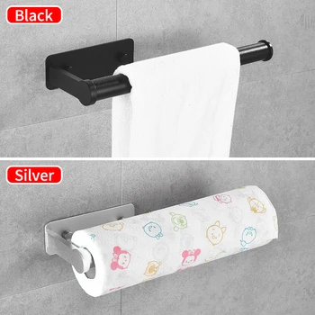 Kupaonica ručnik bar crna aluminij vješalica za ručnike visi držač zidni multi-purpose vertikalni papirnati ručnik držači za kuhinje