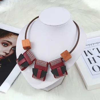 Luksuzni jeftini ogrlice s privjescima moda džemper izjava ogrlica geometrijski kožni ovratnik ogrlice Ogrlice za žene nakit novi