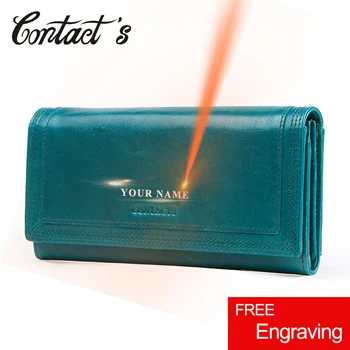 Contact's Long Clutch torbice za žene torbi telefon džep prirodna koža ženski novčanik držač kartice novčani torbu Carteira