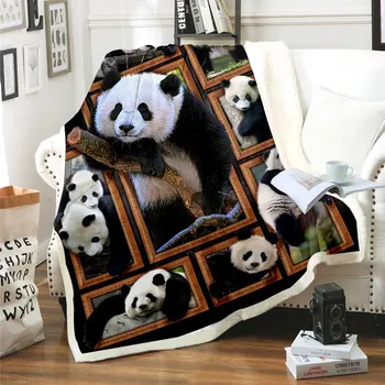 WOSTAR 20 Series animal printed sherpa blanket 150x200cm winter warm super soft adult kids baciti blanket for bed sofa bedspreads