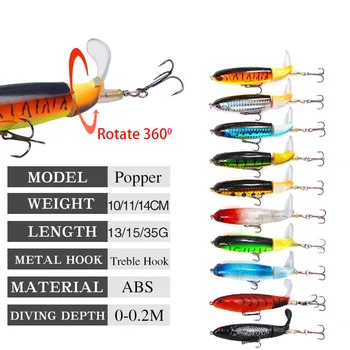 Topwater ribolov mamac громадина Popper 10cm14cm rotirajući propeler mekani rep воблер ABS umjetna tvrdi mamac za ribolov