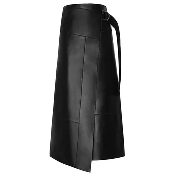 2020 jesen zima nova moda crna visokim strukom pu ol ženska suknja zona tanka kožna suknja a-line