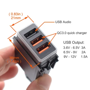 XCGaoon QC3.0 Quickcharge 3 USB porta auto punjač s USB Audio Plug & Play kabel za NISSAN