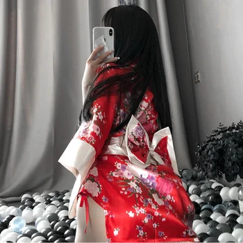Seksi Sakura kimono lijep japanski jednolična ogrtač cvjetni kratki ogrtač kimono ogrtač noćni ogrtač Haljina za žene noći haljina