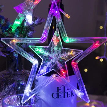 Smještaj rasvjeta 5M 138LED Christmas Lights Outdoor Stars Fairy Curtain LED String Light For Home Party New Year Decoration