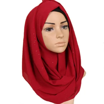 (24 kom./lot) novi dizajn šifon sjaj muslimanski hidžab, marama Islamske wrap marame marama GYW67