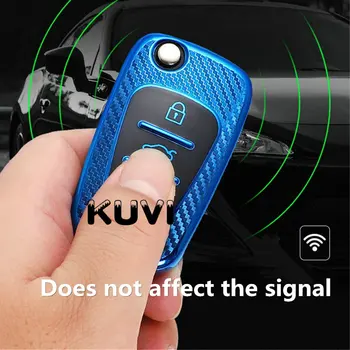 TPU Carbon Fiber Pattern Car Key Case For Kia Ceed Picanto Sportage For Hyundai I20 I30 Ix35 Car Accessories Remote Keychain Car