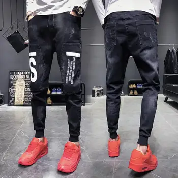 Ljeto je tanak 2020 moda svakodnevni hip-hop tiskanih muške traperice svjetlo u boji istrošeni oprati tanke noge hlače korejski trend stretch hlače