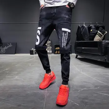 Ljeto je tanak 2020 moda svakodnevni hip-hop tiskanih muške traperice svjetlo u boji istrošeni oprati tanke noge hlače korejski trend stretch hlače