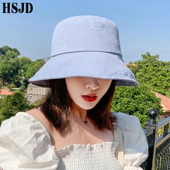 Ljetni žene izvezena slova sklopivi kantu šešir plaža sunčane kape ulične kape Ribar vanjski poklopac ženski hip hop kape