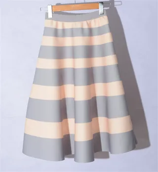 LUO SHA elegantna ženska suknja Jesen Zima 3D print prugaste suknje ženska suknja ženske suknje do koljena Faldas de Para Mujer