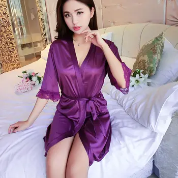 Oblačenje haljine za žene ljetne haljine kratkih rukava čipka-up svile tanke seksi cvjetni print korejski stil disanja svakodnevni kućna odjeća jednostavan