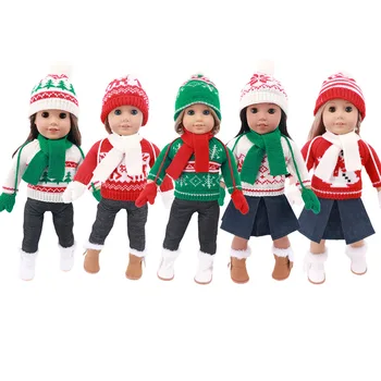 Visoka kvaliteta Božić višebojne džemper pogodan 18 inča američki 43 cm, dijete novorođenče rađa lutka odjeća generacija ,dar za Rođendan