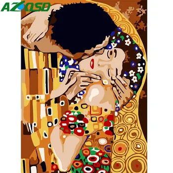 AZQSD DIY ulje na platnu ljubitelji slikarstva by Numbers Kiss Paint platnu ručno oslikana moderno uređenje doma K156