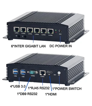 Topton Industrial Mini PC Intel Core i5 8265U i3 6157U 6 Lans Firewall router Pfsense Server 2 * RS232 4 * USB3.0 HDMI 4G/3G AES-NI