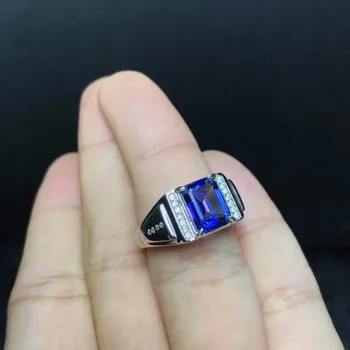 Royal plavi topaz muški prsten srebro 925 sterling individualni veličina prstena novi preporučeno jednostavan prsten