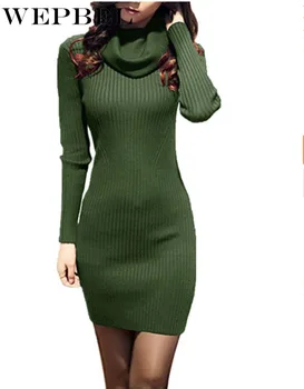 WEPBEL ženski džemper клобук vrat plesti растягивающаяся elastičnost dugi rukav Slim Fit džemper haljina