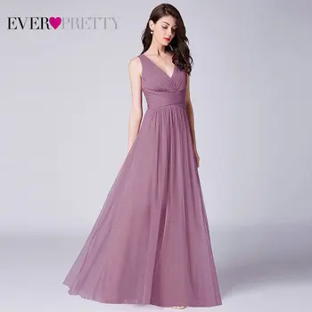 Nove haljine djeverušama 2020 Ever Pretty EP07526OD Elegant A Line V izrez duge nabrane čipke i vjenčanica Robe Mousseline